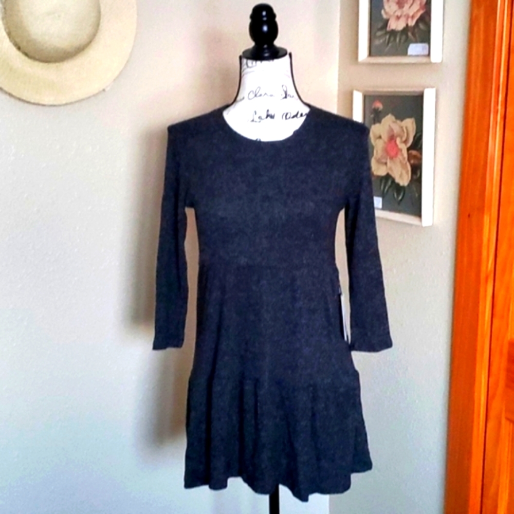 Max + Ash Baby Doll Sweater Dress Marled Black Size SMALL